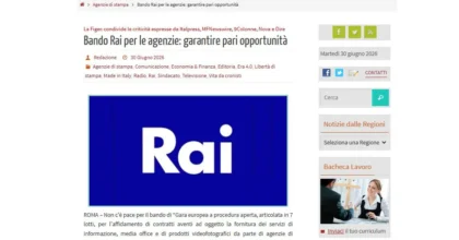 Bando Rai per le agenzie di stampa, Figec “Non garantisce pari opportunità”